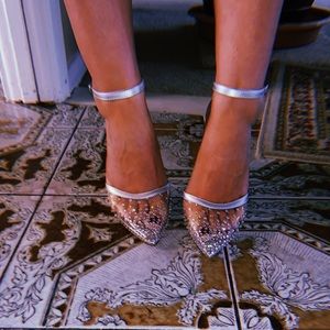 Silver clear heels